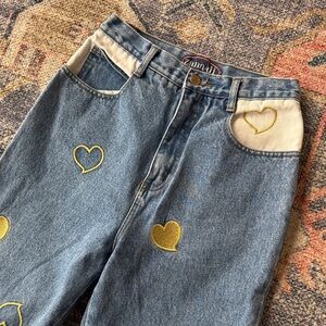 Zana Di Blue Jeans with Gold Heart Accents